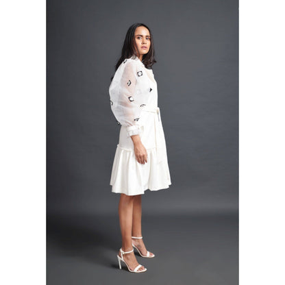 Deepika Arora Embroidered Jacket Dress White