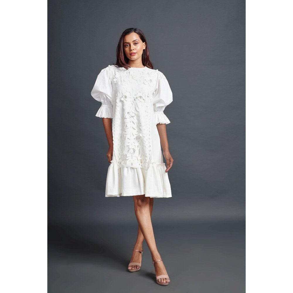 Deepika Arora White Paneled Dress