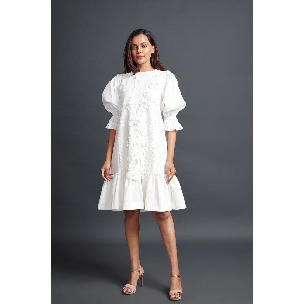 Deepika Arora White Paneled Dress