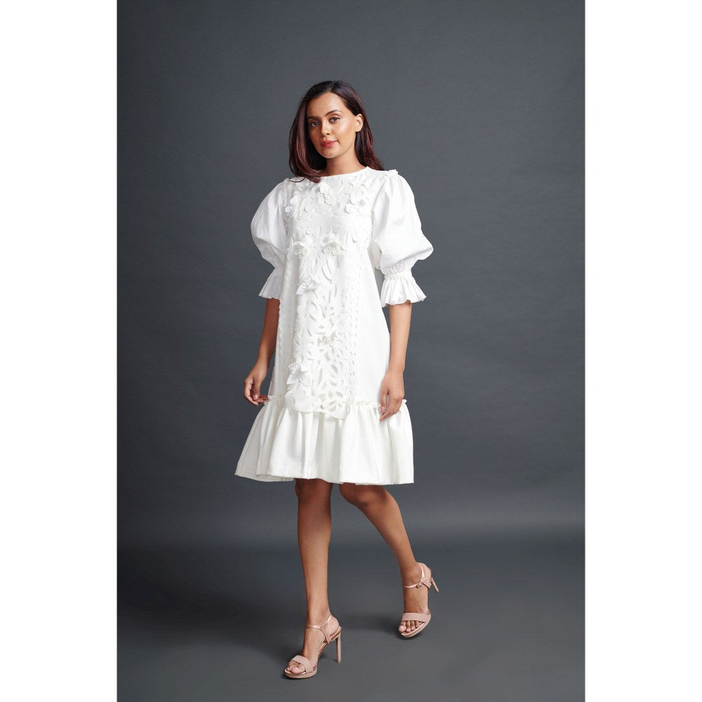 Deepika Arora White Paneled Dress