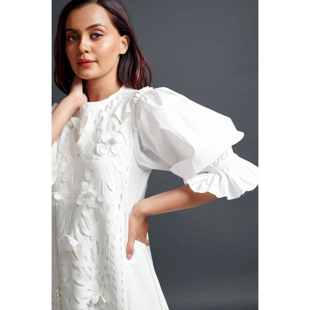 Deepika Arora White Paneled Dress