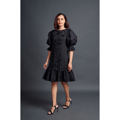Deepika Arora Black Paneled Dress