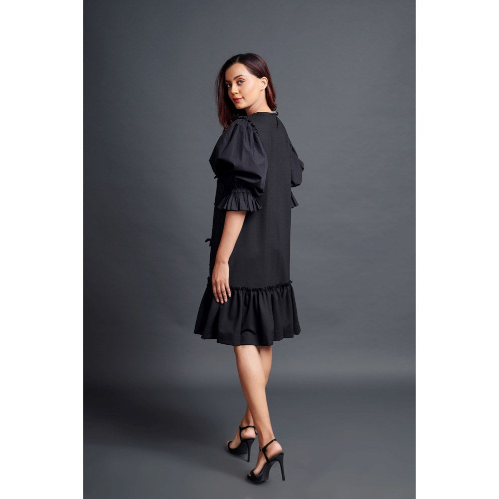 Deepika Arora Black Paneled Dress