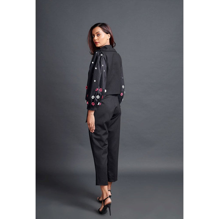 Deepika Arora Black Crop Jacket and Pant (Set of 2)