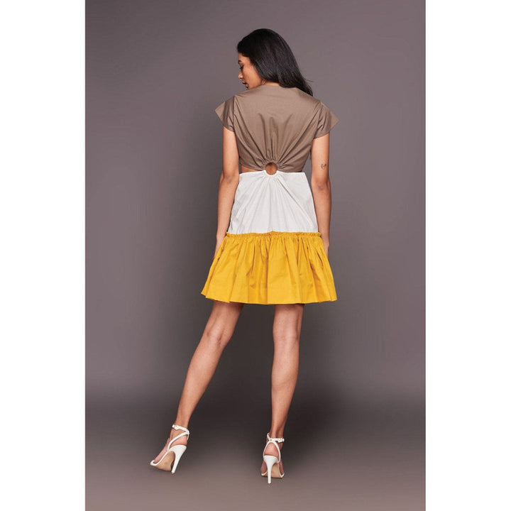 Deepika Arora Yellow Short Tiered Dress