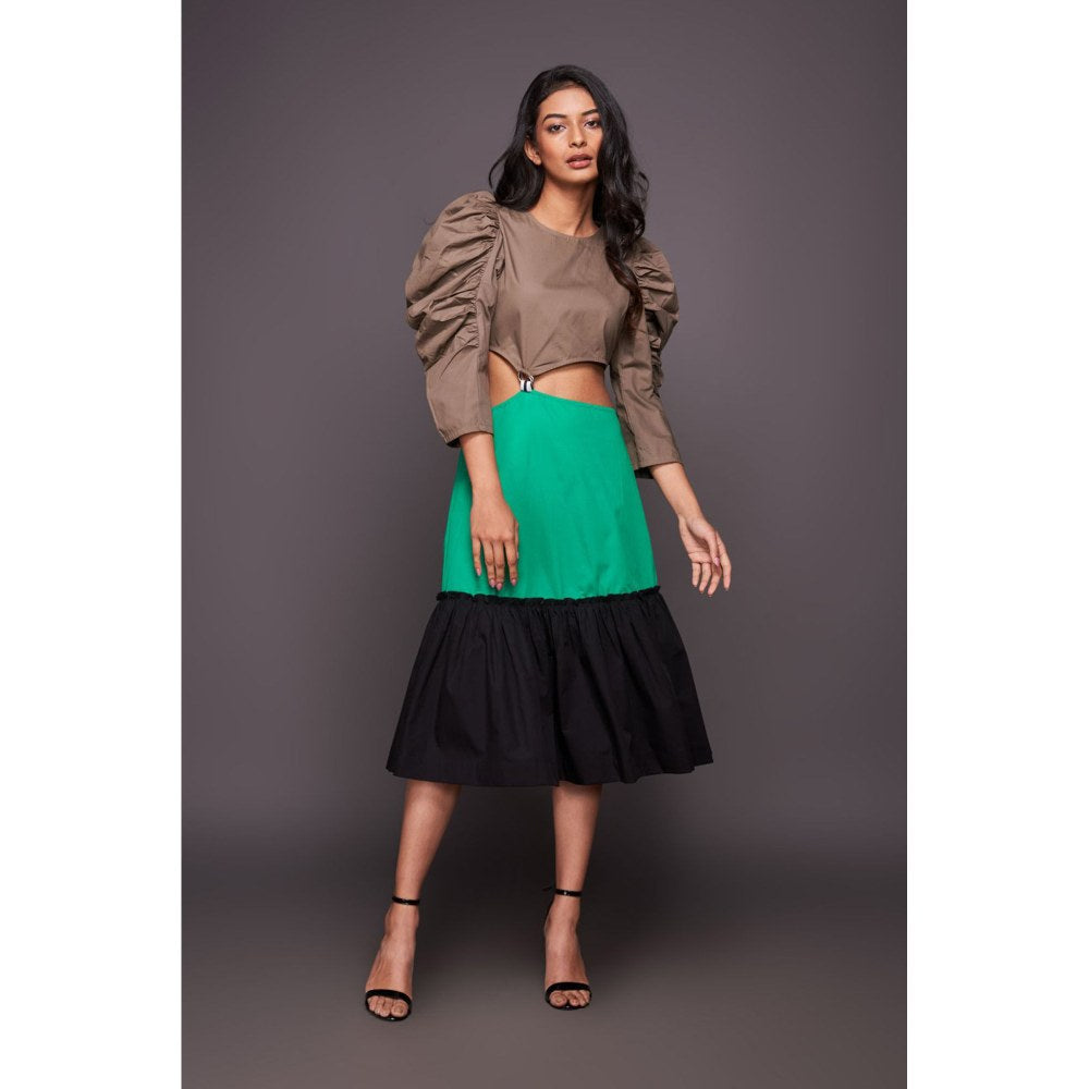 Deepika Arora Green Tiered Dress