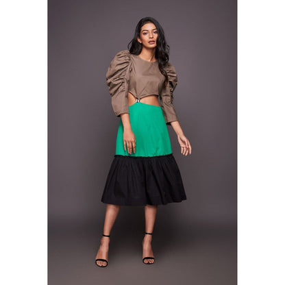 Deepika Arora Green Tiered Dress