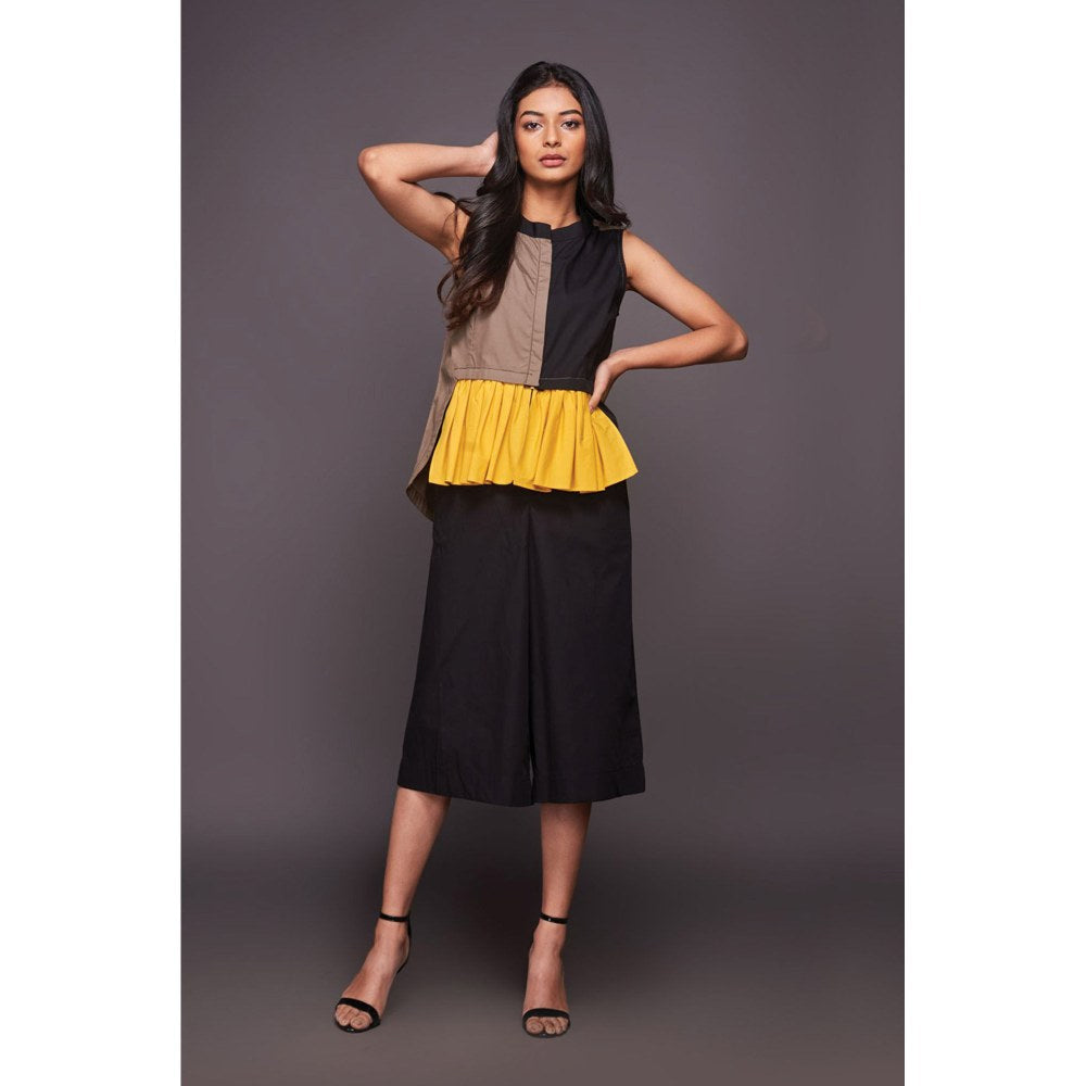 Deepika Arora Yellow Top with Culottes (Set of 2)
