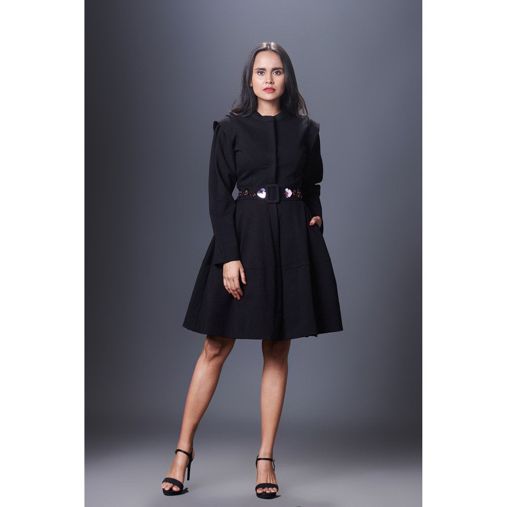 Deepika Arora Black Jacket Dress (Set of 2)