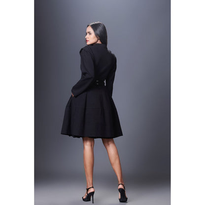 Deepika Arora Black Jacket Dress (Set of 2)