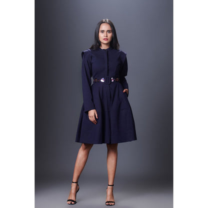 Deepika Arora Navy Blue Jacket Dress (Set of 2)