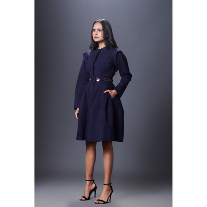 Deepika Arora Navy Blue Jacket Dress (Set of 2)