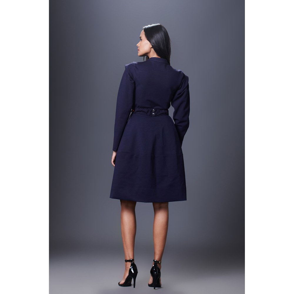 Deepika Arora Navy Blue Jacket Dress (Set of 2)