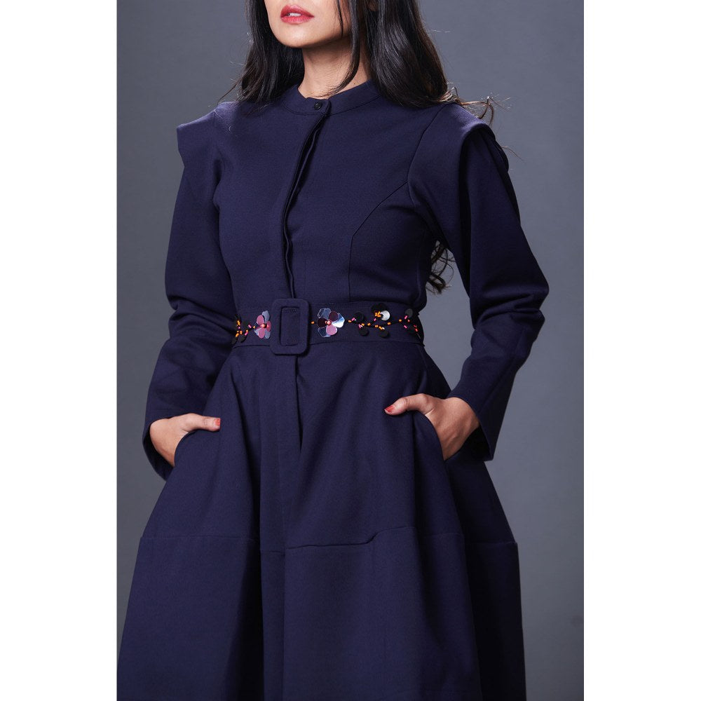 Deepika Arora Navy Blue Jacket Dress (Set of 2)
