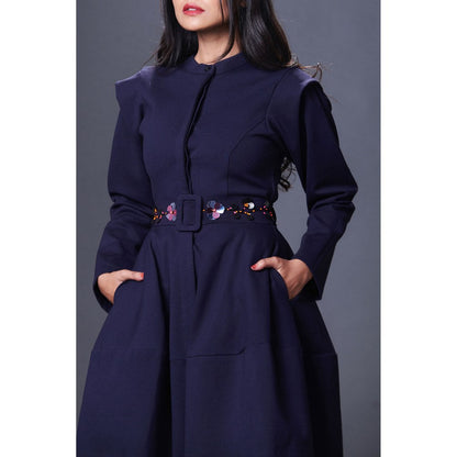 Deepika Arora Navy Blue Jacket Dress (Set of 2)