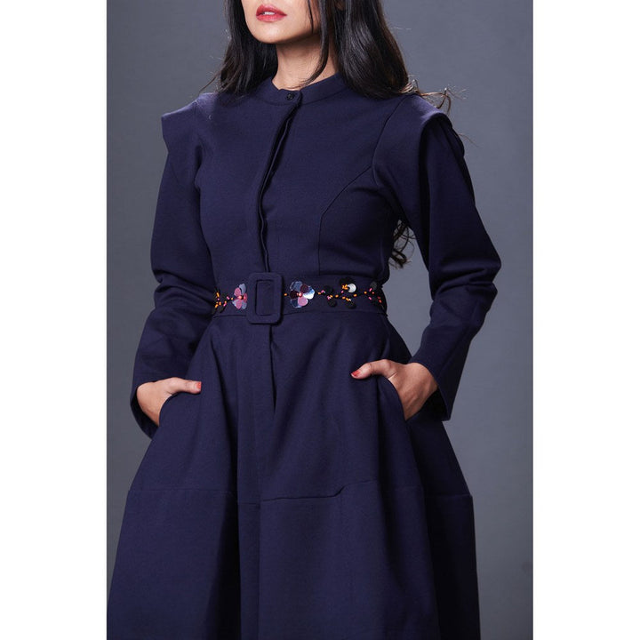 Deepika Arora Navy Blue Jacket Dress (Set of 2)