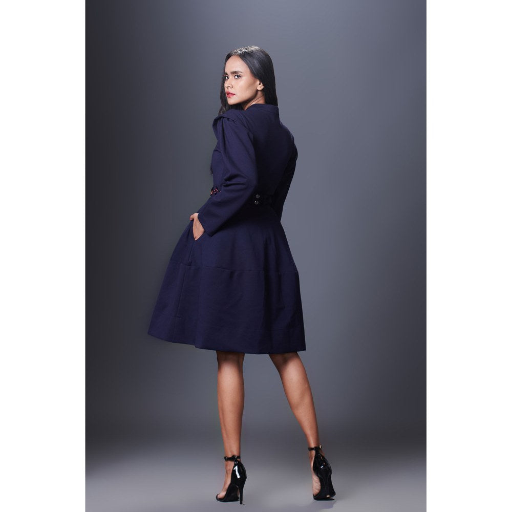 Deepika Arora Navy Blue Jacket Dress (Set of 2)