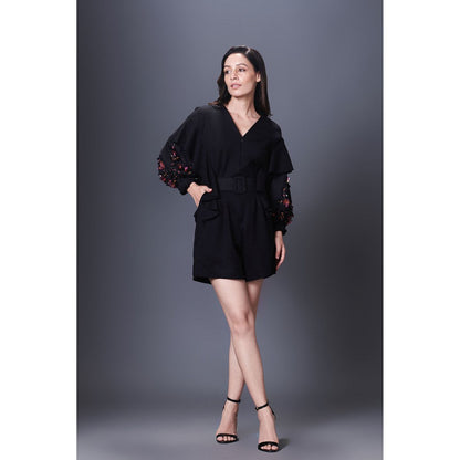 Deepika Arora Black Playsuit (Set of 2)