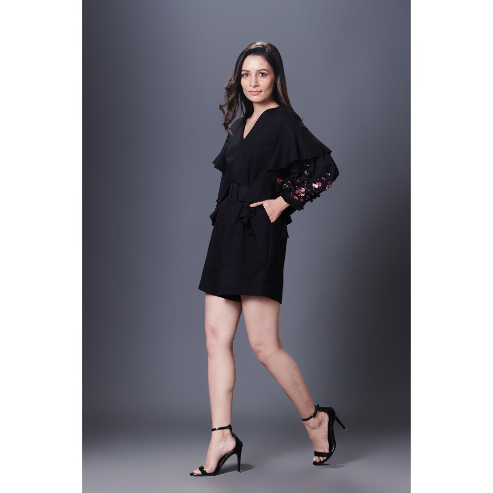 Deepika Arora Black Playsuit (Set of 2)