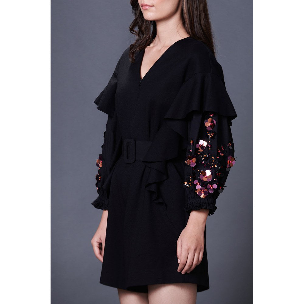 Deepika Arora Black Playsuit (Set of 2)