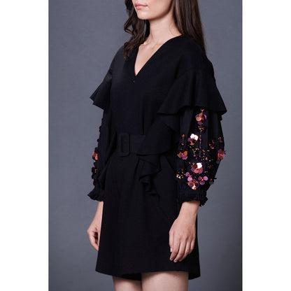 Deepika Arora Black Playsuit (Set of 2)