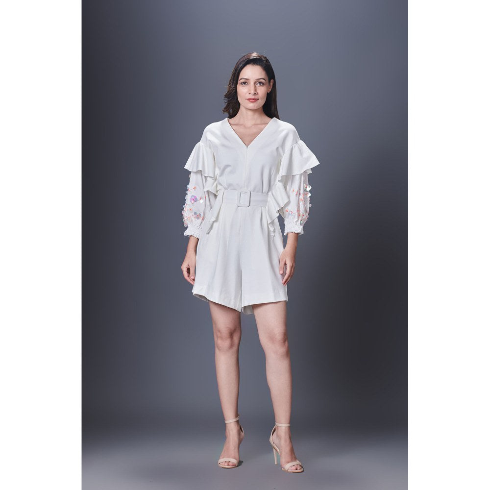 Deepika Arora White Playsuit (Set of 2)
