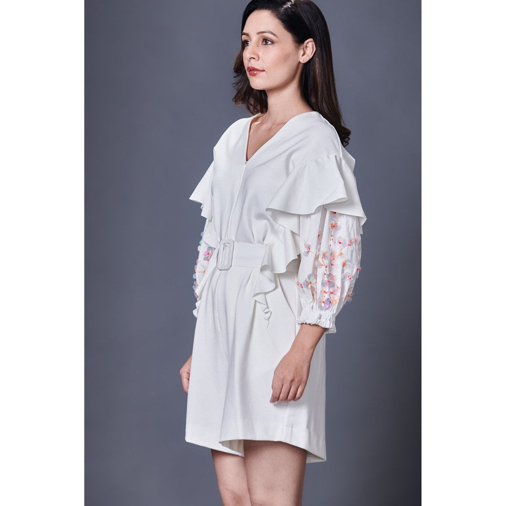 Deepika Arora White Playsuit (Set of 2)