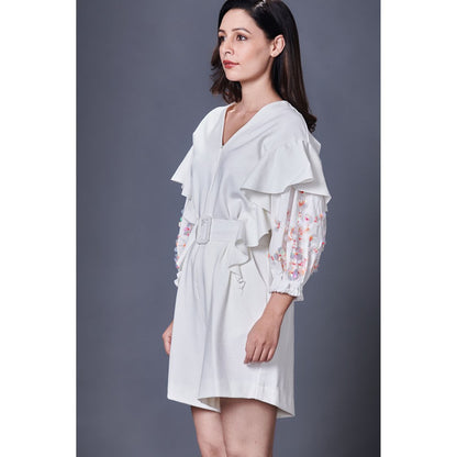 Deepika Arora White Playsuit (Set of 2)