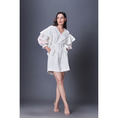 Deepika Arora White Playsuit (Set of 2)