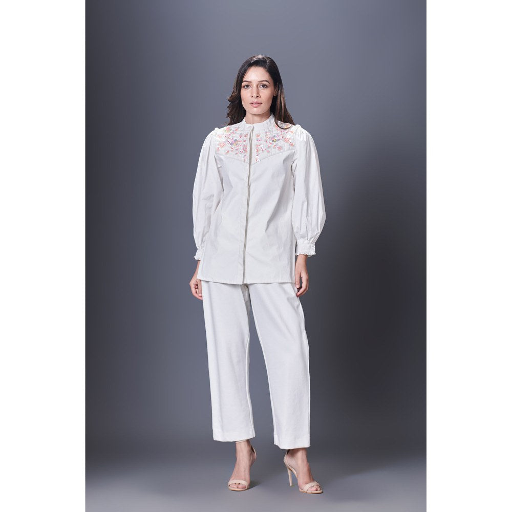 Deepika Arora White Jacket Style Co-Ord (Set of 2)