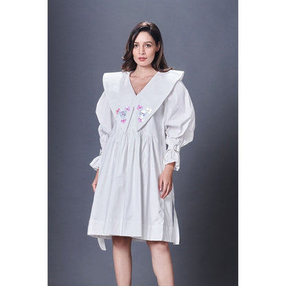 Deepika Arora White Dress With Sailor Collar