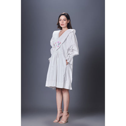 Deepika Arora White Dress With Sailor Collar