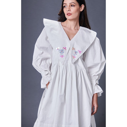 Deepika Arora White Dress With Sailor Collar