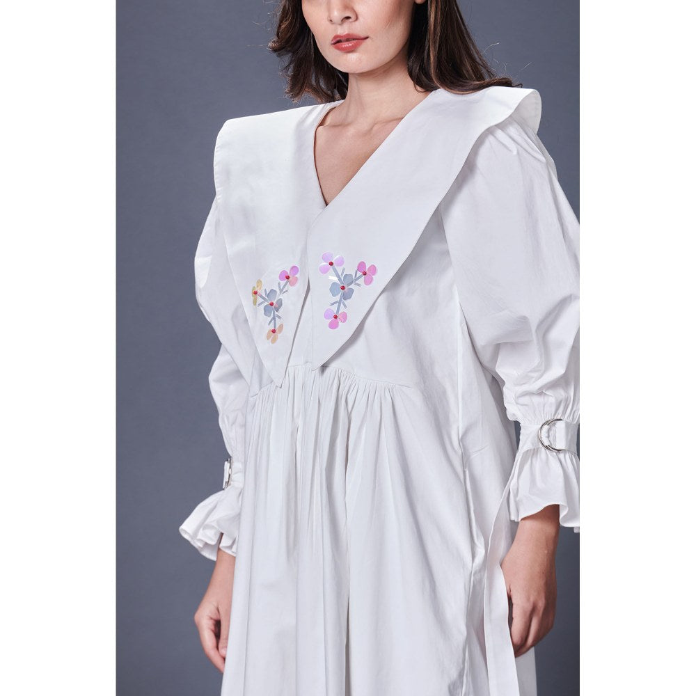 Deepika Arora White Dress With Sailor Collar