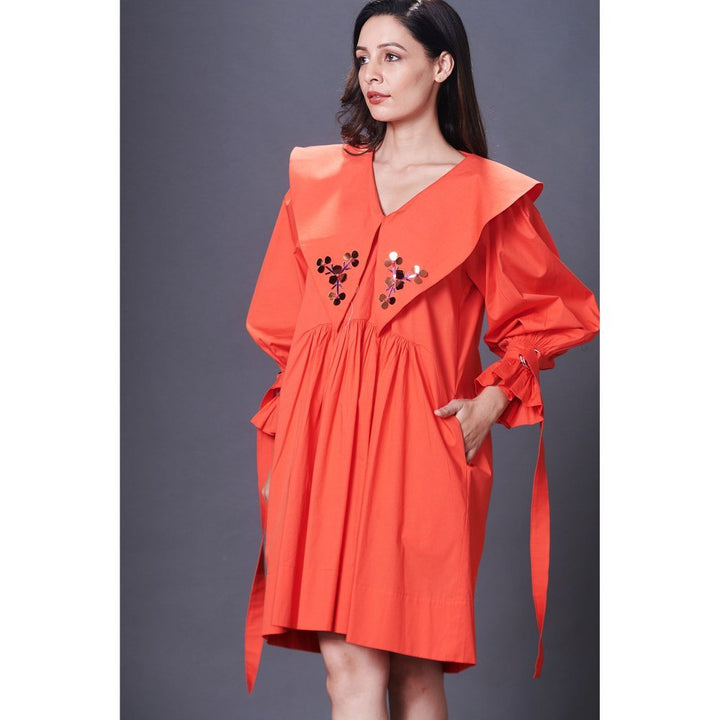 Deepika Arora Orange Dress With Sailor Collar