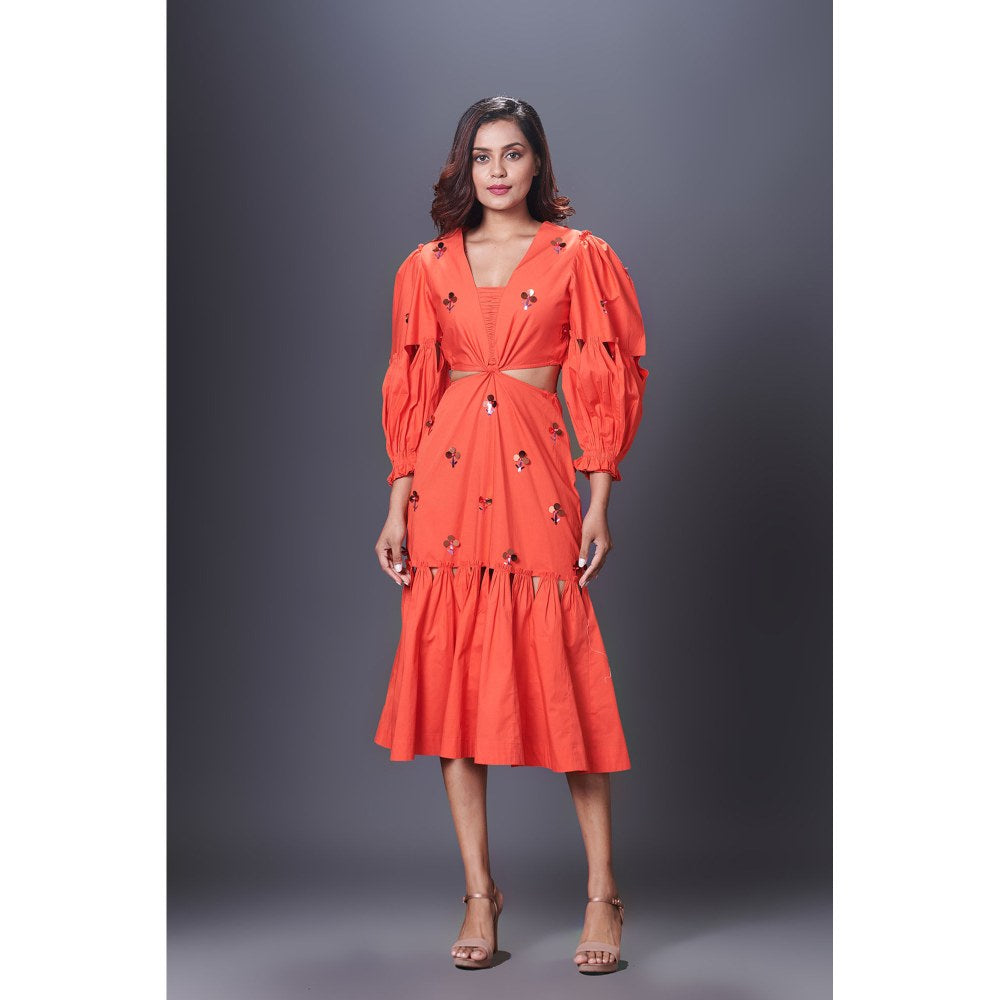Deepika Arora Orange Cutout Dress