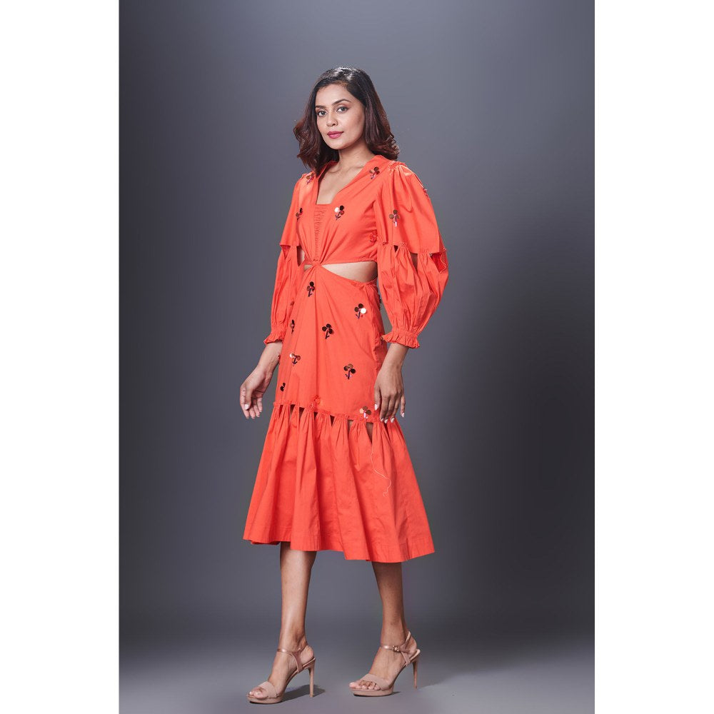 Deepika Arora Orange Cutout Dress