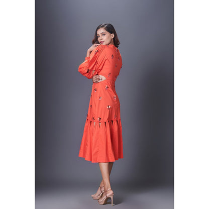 Deepika Arora Orange Cutout Dress