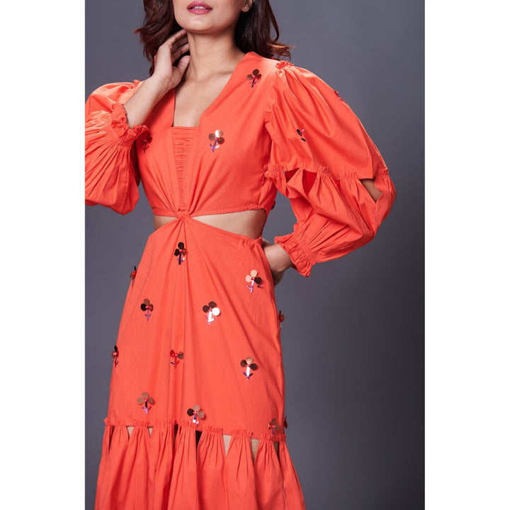 Deepika Arora Orange Cutout Dress