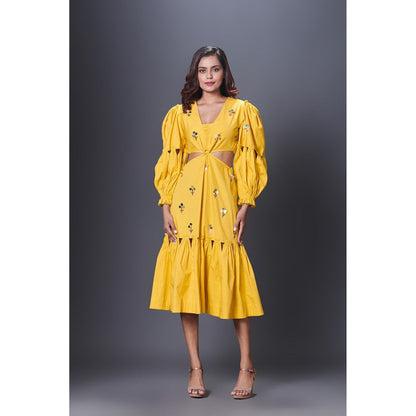 Deepika Arora Yellow Cutout Dress