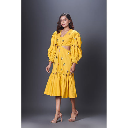 Deepika Arora Yellow Cutout Dress