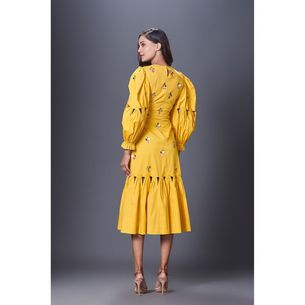 Deepika Arora Yellow Cutout Dress