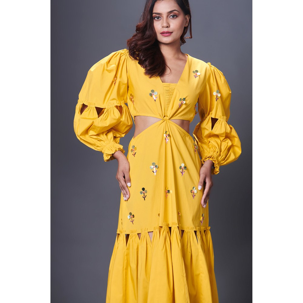 Deepika Arora Yellow Cutout Dress