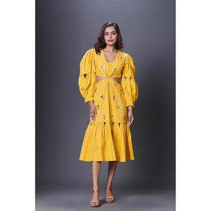 Deepika Arora Yellow Cutout Dress