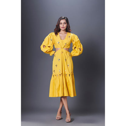 Deepika Arora Yellow Cutout Dress