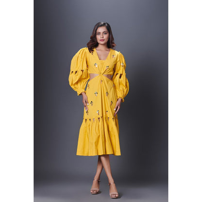 Deepika Arora Yellow Cutout Dress