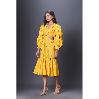 Deepika Arora Yellow Cutout Dress