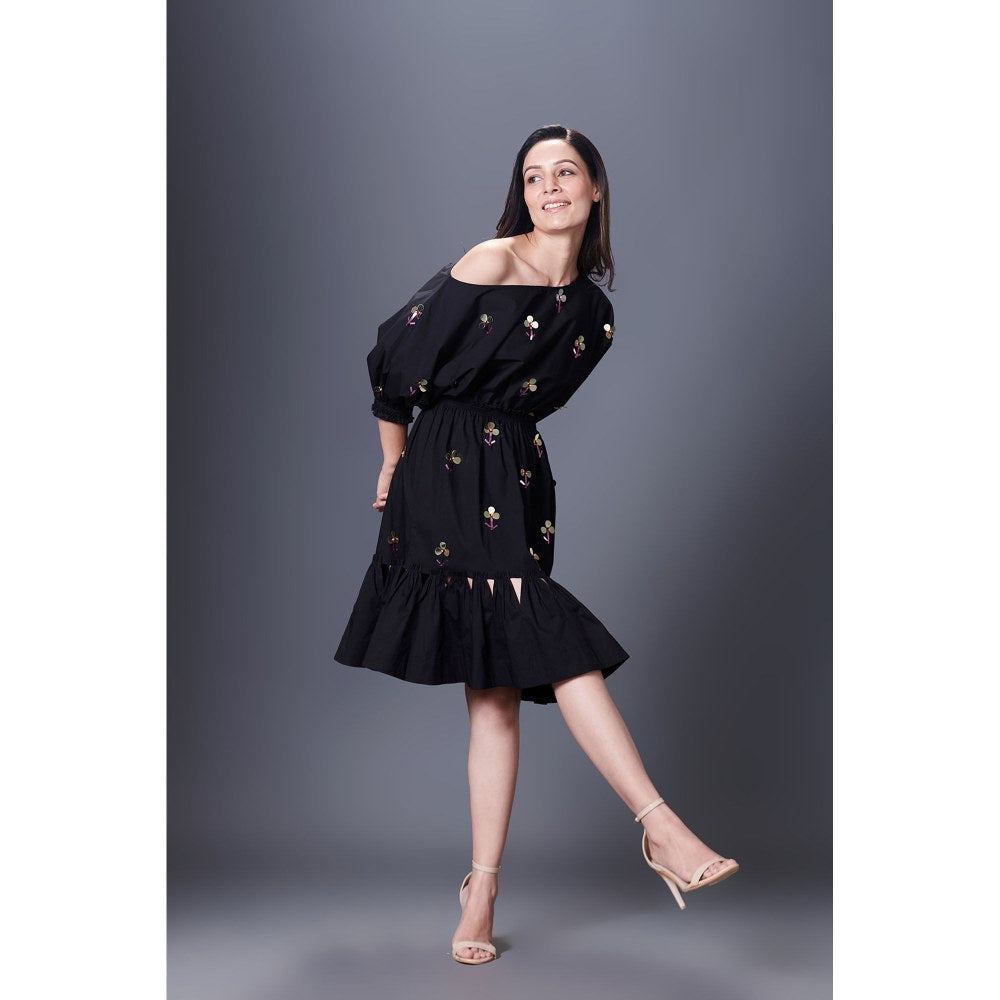 Deepika Arora Black Off-Shoulder Dress