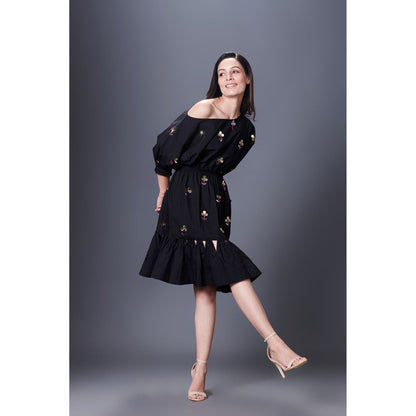 Deepika Arora Black Off-Shoulder Dress