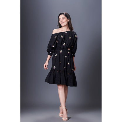 Deepika Arora Black Off-Shoulder Dress